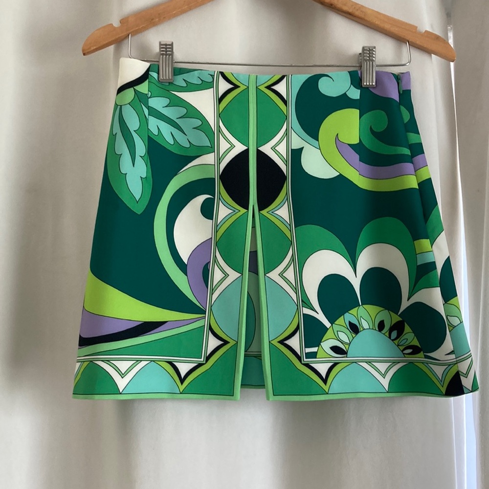 Zara green patterned skirt